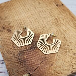 Geometric Hoop Earrings‎ Gold Tone Southwestern